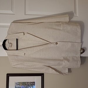 STYLE MY WAY, jacket, blazer, notched collar, patch pockets, cream, 8% Flax, LG